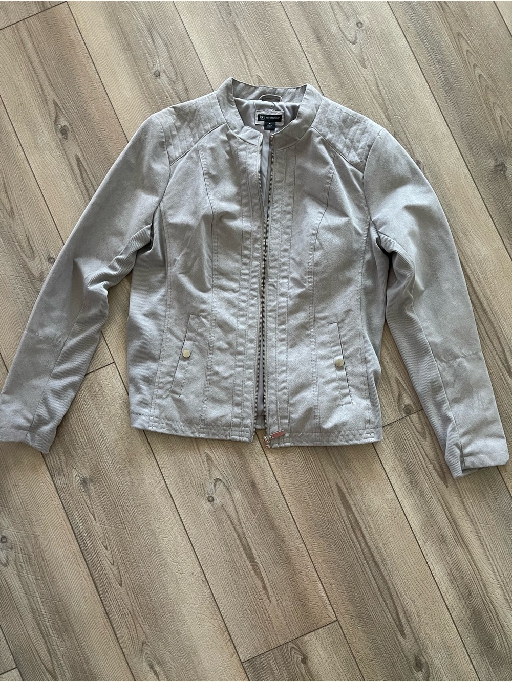 new directions Light Gray Women’s Utility Zip Jacket